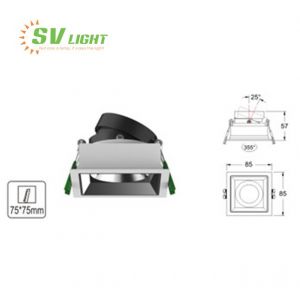 Đèn led Spotlight âm trần vuông 6W 9W 12W 15W SVC-75V1